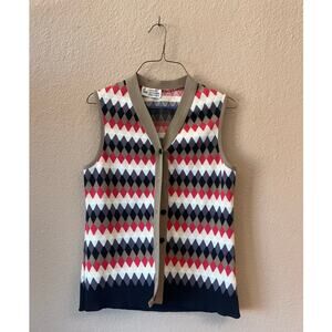 Vintage 70s Sears argyle sweater vest size M